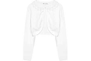 BOLEROSE Girls Long Sleeve Floral Lace Bolero Cardigan Kids Shrug Cover Up