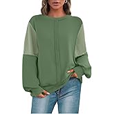 Chunersha Women Winter Sweatshirts Casual Long Sleeve Pieced Pullover Tops Fall Outfits Trendy Loose Color Blork Clothes