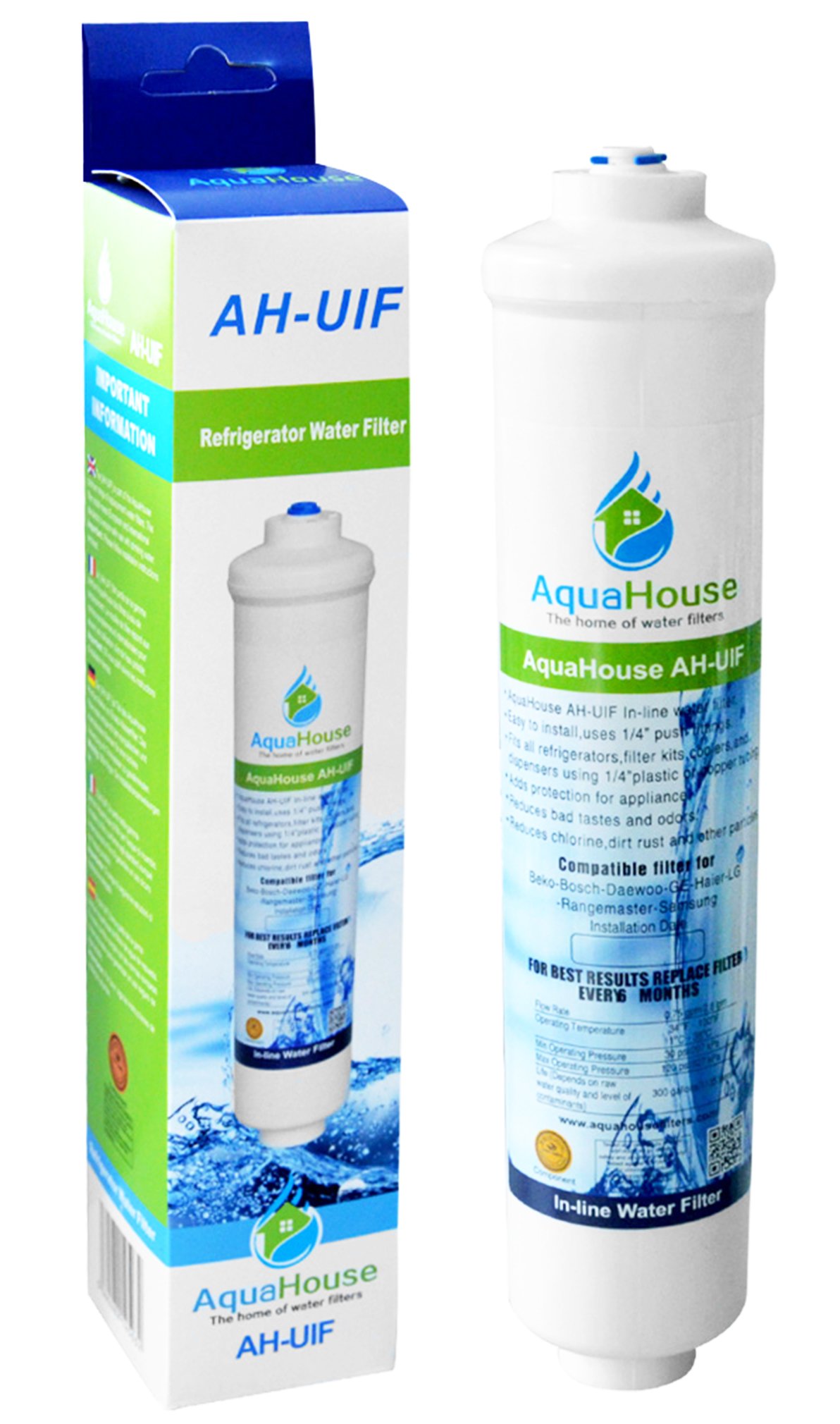 AquaHouse External Fridge Water Filter, 6 Months, for Samsung DA29-10105J, WSF-100, HAFEX/EXP & More, Gold Seal Certified, Reduces Chlorine and Lead, Improves Water Taste and Safety