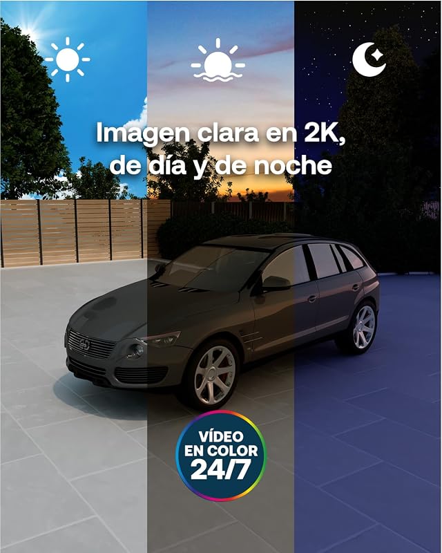 Pro 6, WiFi 2K+ HDR Câmara de vigilância exterior, reconhecimento por IA, visão noturna a cores, funciona com Alexa, Arlo Secure Test incluído, 4 câmaras + 1 bateria adicional e carregador duplo