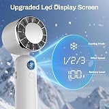 Dnenellr Handheld Fan 2025 5000mAh USB LED Display 3-Speed Portable White view 4