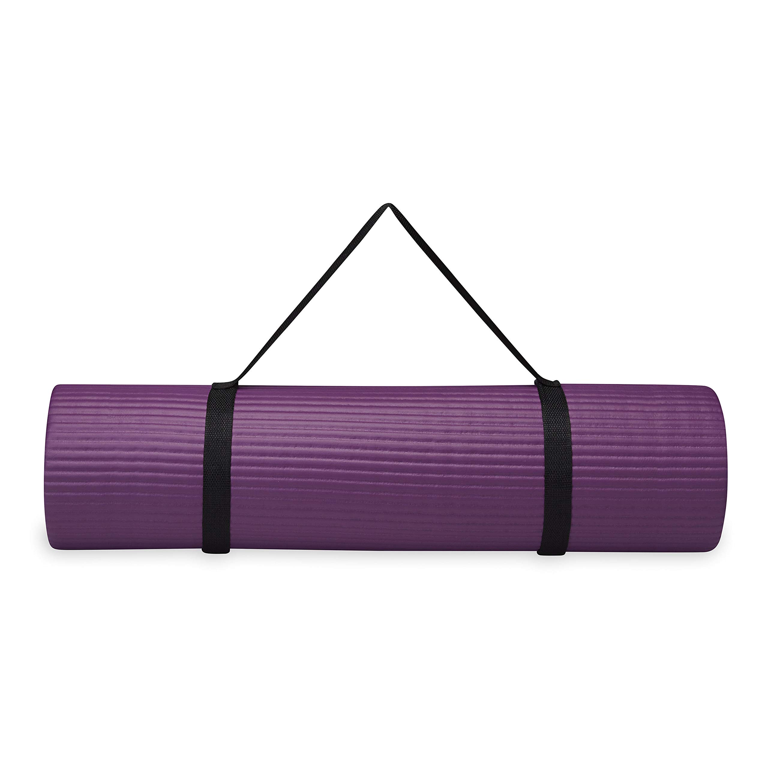 Gaiam Essentials Thick Yoga Mat Fitness & Exercise Mat with Easy-Cinch Yoga Mat Carrier Strap (72"L x 24"W x 2/5 Inch Thick)