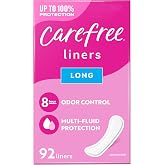 4546438-Carefree Carefree Panty Liners for Women, Long, Unwrapped, Unscented, 92 Ct