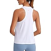 CRZ YOGA Womens Pima Cotton High Neck Workout Tank Racerback Athletic Sleeveless Tops Basic Casual Yoga Shirts