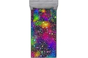 NiuOne Galaxy Fitted Sheet Set Rainbow Space Sheet Set for Girls and Boys Twin Bed 2PCS 1 Deep Pocket Sheets with 1 Pillowcases Wrinkle Free Microfiber(16,Twin)