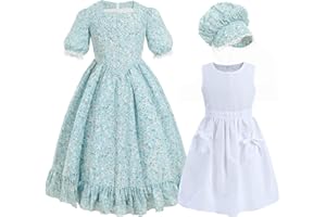 Nuoqi Pioneer Dresses for Girls Laura Ingalls Wilder Costume Colonial Girls Costume