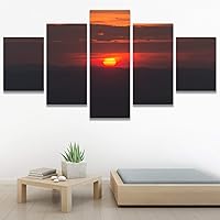SIGNWIN 5 Panel Canvas Wall Art Colors of The Sky for Home Decorations Ready to Hang - 60