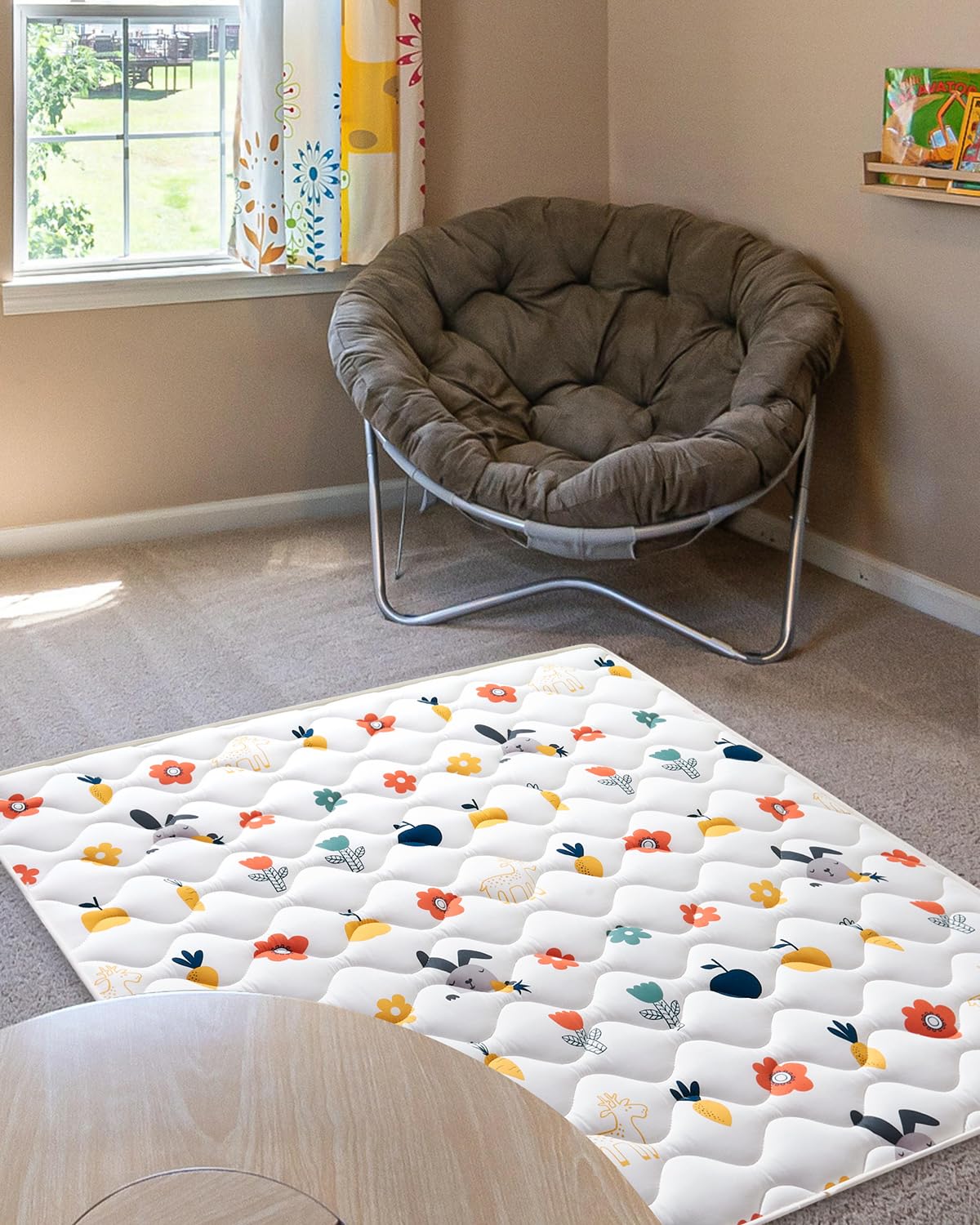 Odorless Premium Foam Baby Play Mat, Soft Microfiber Fabric Crawling Mat for Floor- Comfortable and Hypoallergenic, Non-Slip Cushioned Floor Playpen mat for Infants,Babies,Toddlers
