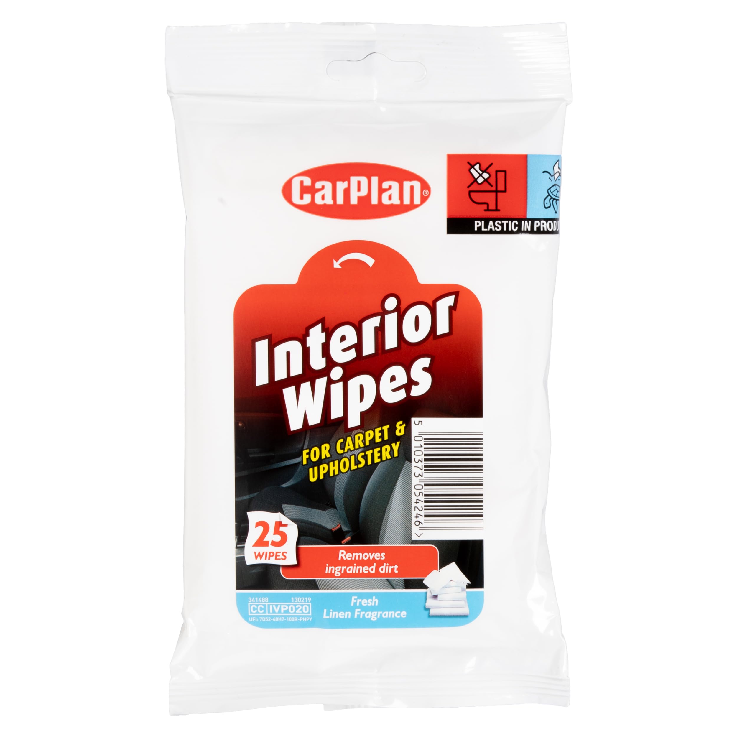CarPlan IVP020 Upholstery Wipes Pouch of 25