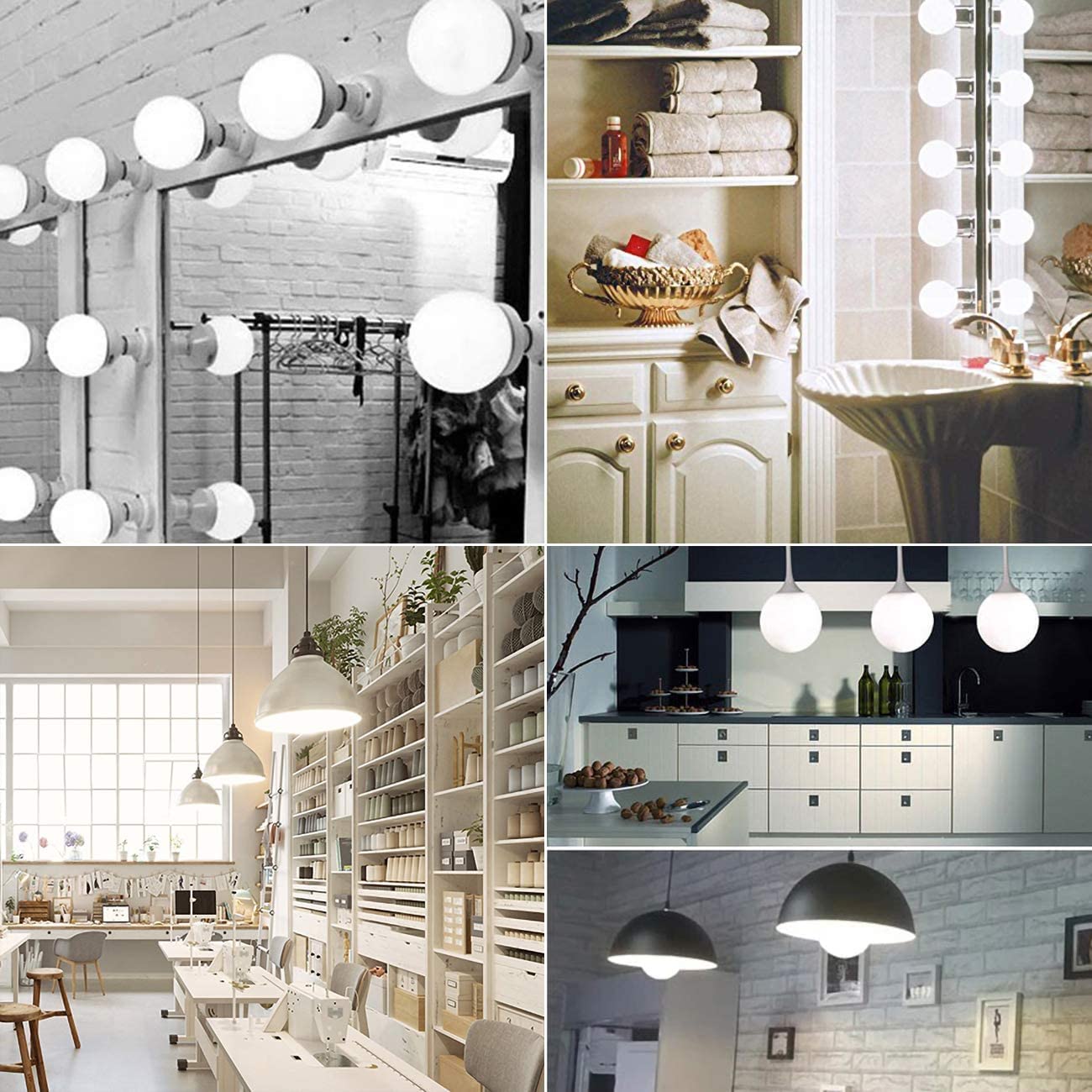 hansang G25 LED Globe Light Bulbs, 60W Equivalent, 5000K Daylight Bathroom, E26 Base, Eye-Friendly Vanity Round, Perfect for Vanity Makeup Mirror, 120V CRI85+ Non-Dimmable 4Pack