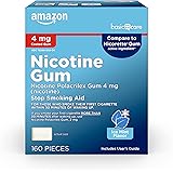 Amazon Basic Care Nicotine Polacrilex Coated Gum 4 mg (nicotine), Ice Mint Flavor, Stop Smoking Aid; quit smoking with nicoti