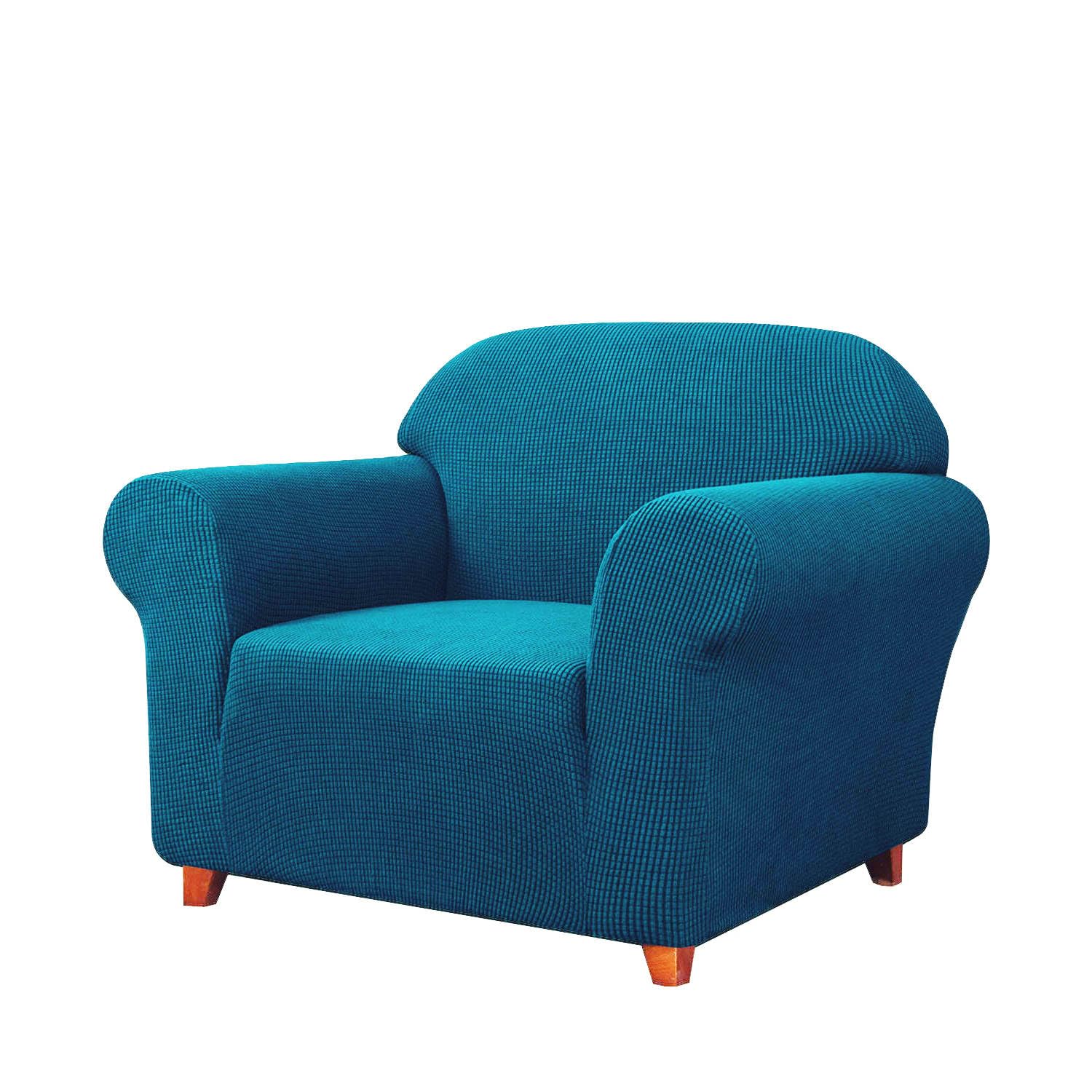 SAMSTEX Stylish 1 Seater Sofa Cover Stretch 1-Piece High Stretch Armchair Cover Machine Washable Non Slip Sofa Slipcovers Thick Soft Armchair Sofa Protector (1 Seater, Teal)