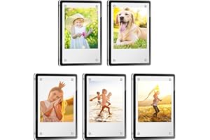 JUOIFIP 5 Pack Acrylic Polaroid Frame for Refrigerator, Magnetic Wallet Size Picture Frame Fits Mini Instant Film and 2x3 Photo Paper, 2.5x3.75 Magets Frame for Fridge (Scalloped)