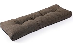 SUNROX LokGrip Non slip Tufted Memory Foam Bench Cushion, FadeShield Water Resistant Durable Thicken Outdoor/Indoor Bench Seat Pads 59x16x4 inch, Heather Chestnut