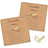 AULSIEY Best Friend Friendship Necklace Gifts for Women Teen,Dainty Paperclip Pendant Double Circle Link Necklace