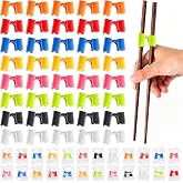 Suttmin 200 Pcs Reusable Chopsticks Helper Training Chopstick for Beginner | Multicolor Replaceable Plastic, Trainer Hinges Connector, Practice Chinese Chop, Non Slip Stick Helper, for Adult Learner