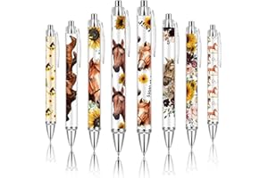 Ireer 8 Pcs Ballpoint Pens for Women 1.00 mm Cute Black Ink Fancy Pens Fine Point Smooth Writing for Students Classroom Office Supplies(Horse)