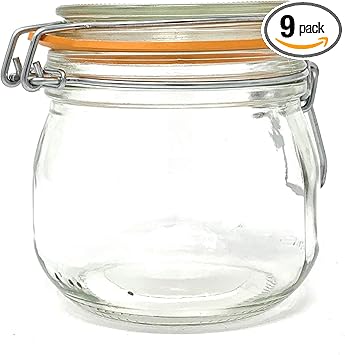 Amazon Com 6 Pack 16 Oz Pint 500 Ml Glass French Canning Jars With Spring Steel Wire Bail Airtight Jar Hinged Lids Great For Canning Food Storage Spices Herbs Candles Gifts Candy And