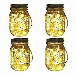 Decorman Solar Mason Jar Lights 4 Pack 20 LED