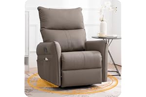 QKFF Swivel Rocker Recliner Chair, Upholstered 360° Fabric Leather Glider Rocker Chair for Nursery, Manual Small Recliners for Small Spaces Living Room Weight Capacity 300lbs