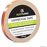 Premium Adhesive Copper Foil Tape - Double-Sided Conductive - 0.5 inch (12.7 mm) - EMI and RF Shielding, Paper Circuits, Elec