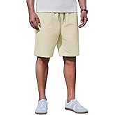 COOFANDY Mens Casual Shorts Cotton Drawstring Summer Shorts Elastic Waist Lightweight Twill Chino Shorts