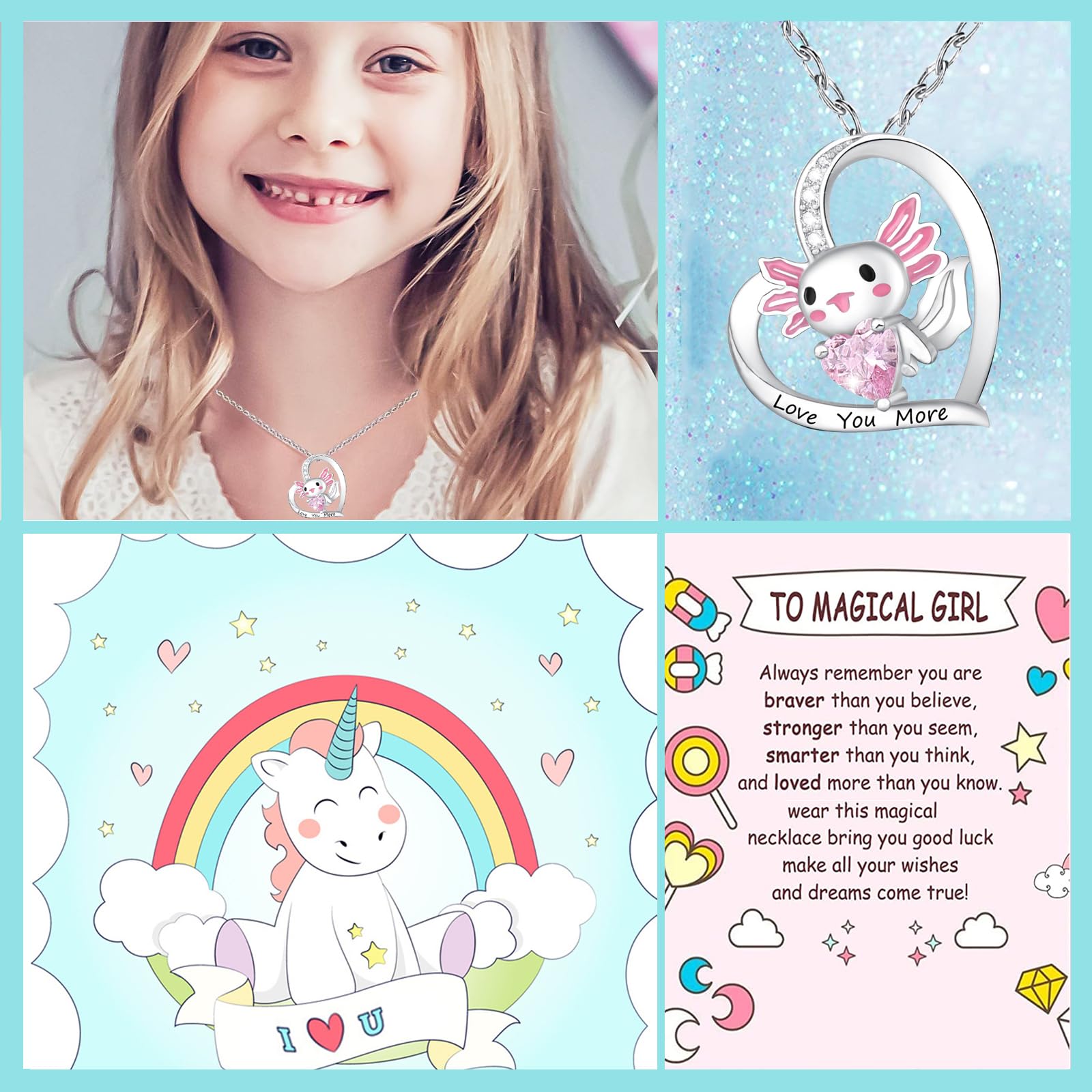 M&Ostyle Cute Axolotl Necklace for Girls Boys Crystal Pendant Necklaces Gifts Jewelry Gifts for Girls Daughter Boys Son Granddaughter Niece Birthday Christmas Graduation Gift
