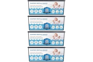 FUNUNCAT Diaper Pail Refills Bags with 30 Bags Compatible with Genie Easy Roll Signature Diaper Pails, Lasts Up to 8 Months, 7-Layer Odor-Barrier Technology, Pack of 4 (120 Bags)