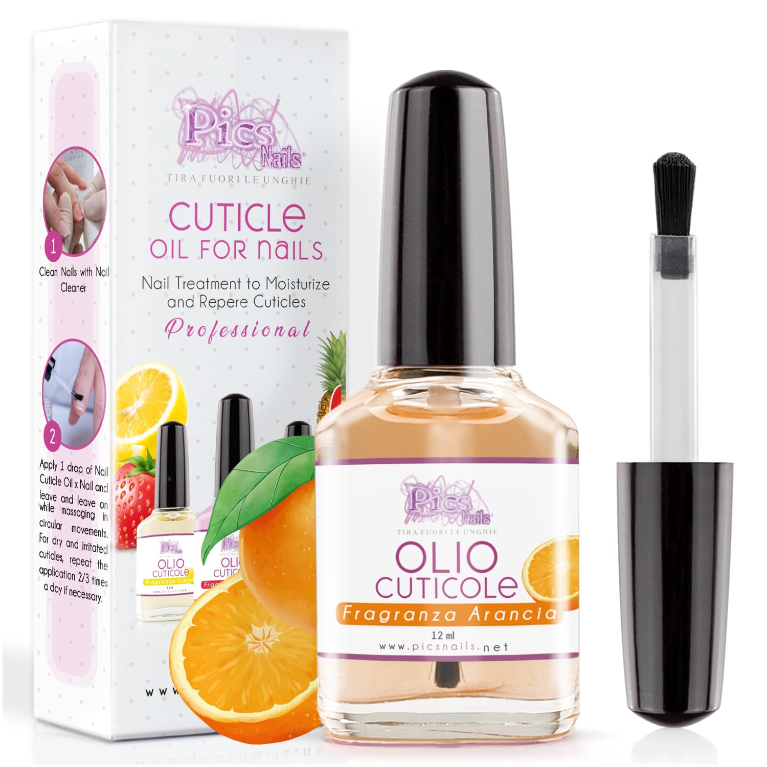 Cuticle Oil for Nails Professional Nail Treatment 12 ml - 0,4 Fl. oz - Orange Fragrance - Moisturizing and Regenerating Oil for Cuticles, Gives Relief and Freshness to Dry and Irritated Skin