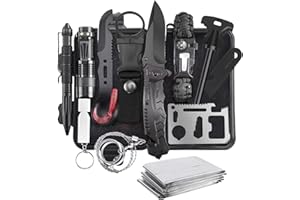 DOZAVI Gearedt Survival Kit, 16 in 1 Professional Survival Gear Tool Emergency Tactical First Aid Equipment Supplies Kits Gifts Idear for Men Him Women Families Hiking Camping Fishing Adventures