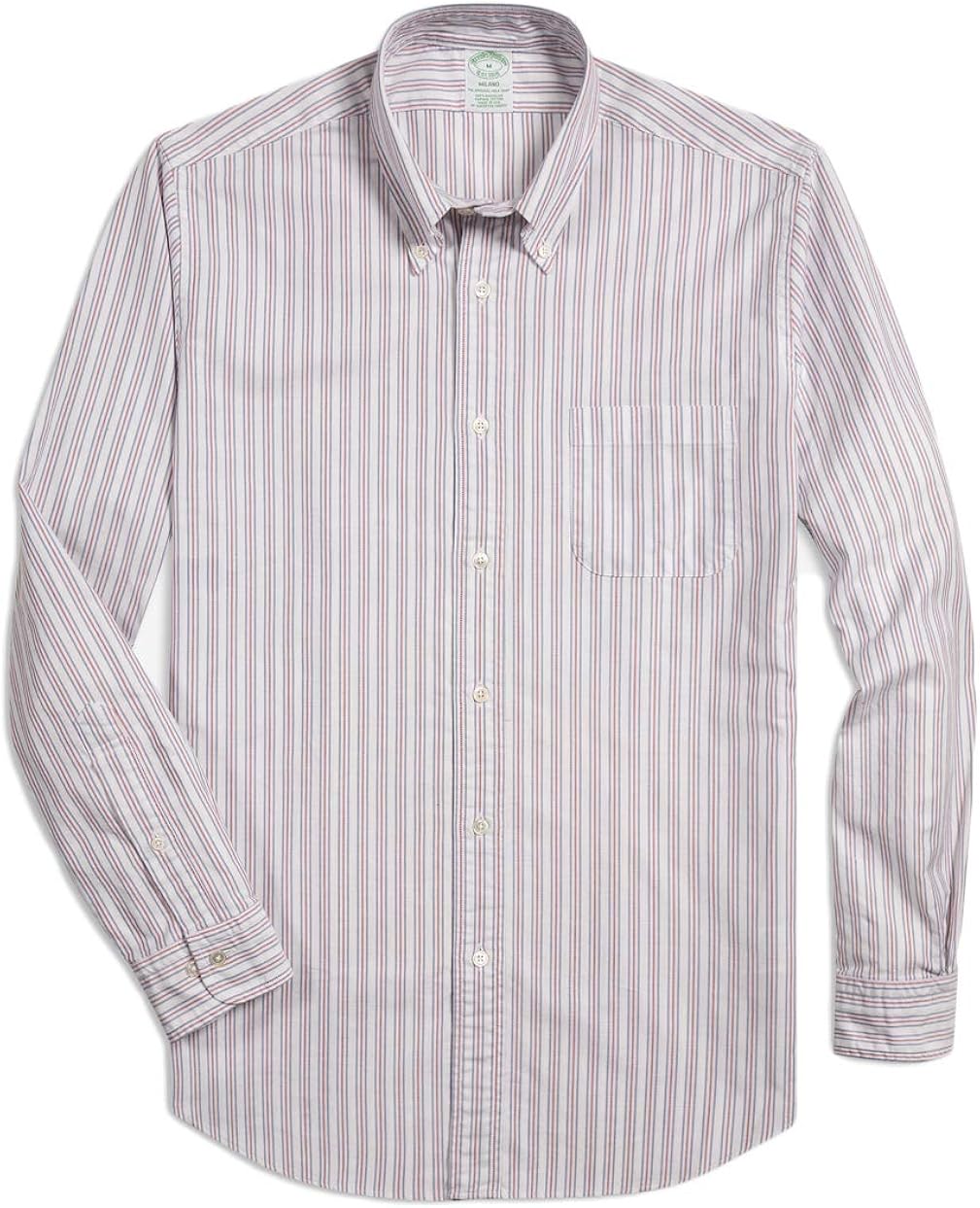 Amazon Brooks Brothers ブルックス ブラザーズ オンライン限定アウトレット スーピマコットン オックスフォード トリプルストライプ カジュアルシャツ Milano Fit ホワイト レッド Xs シャツ 通販