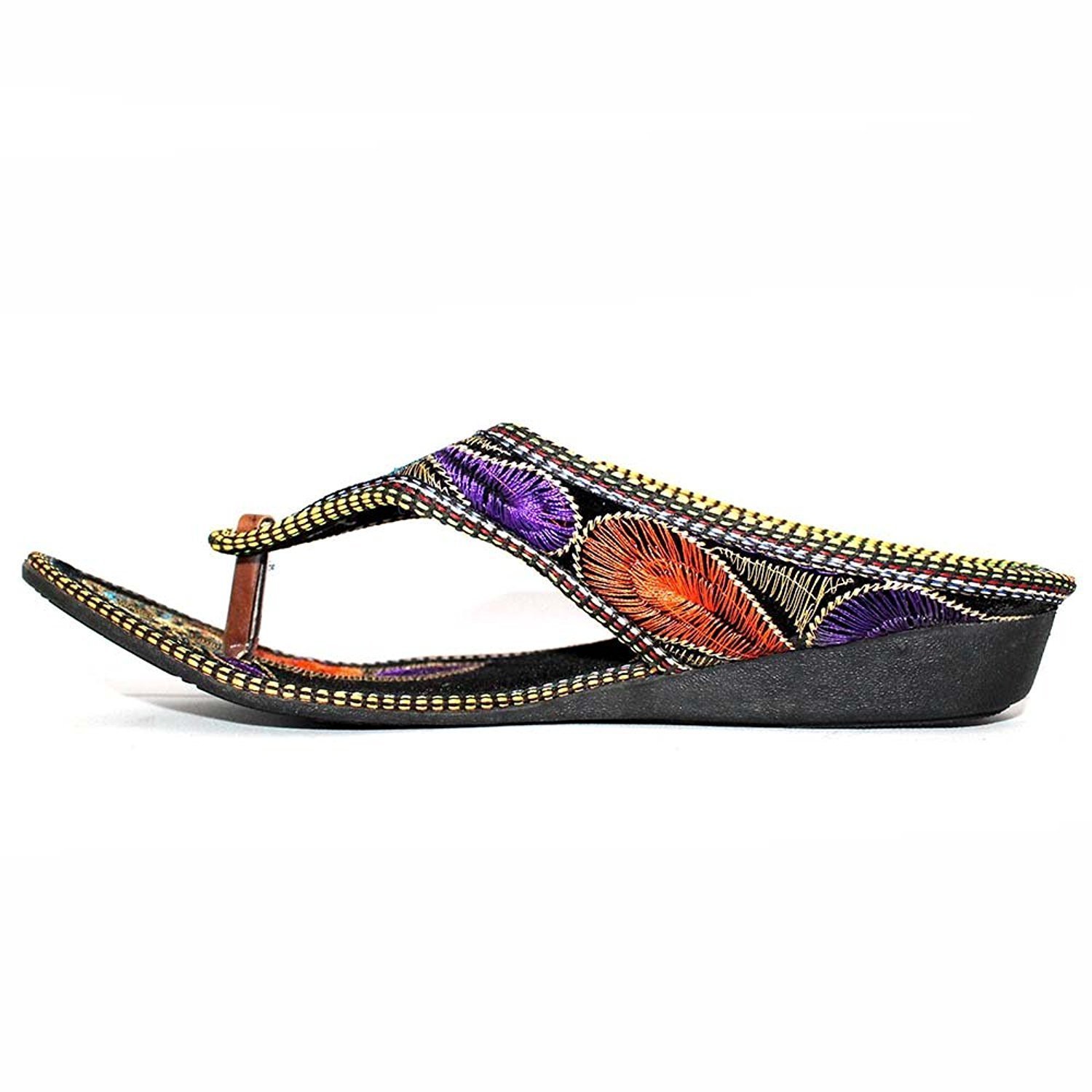 ar women girls partiwear hand embroidery round jaipuri sandal chappal 601
