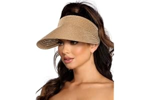 EW EAST WATER Sun Visor Hats for Women,Beach Sun Hats UPF50+ UV Protection Straw Sun Beach Visor Summer Hats Packable