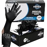 FINITEX Black Nitrile Disposable Medical Exam Gloves - 100/1000 PCS 6.3mil Powder-Free Latex-Free Food Gloves