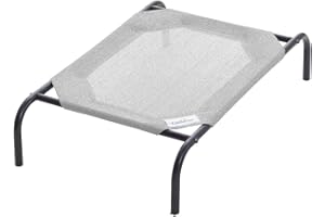 Coolaroo Original Elevated Dog Bed - Breathable Off-The-Ground Pet Bed with Cooling Fabric, Joint Relief & Moisture-Resistant Fabric, 100% Recyclable, Easy Clean, Grey, Small