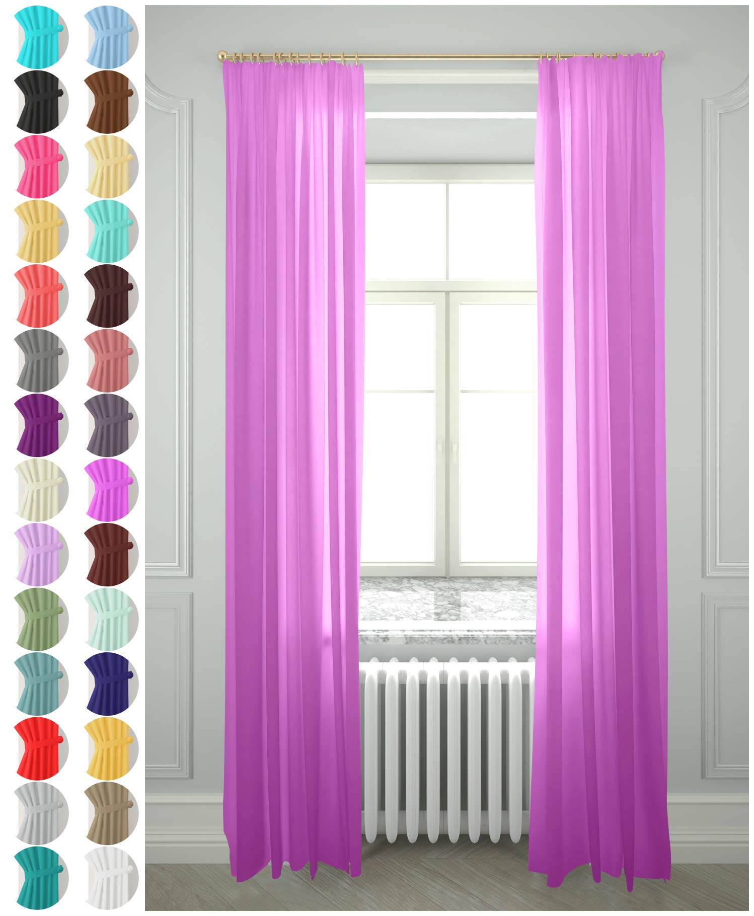 Megachest gathering tape voile curtain(lavender W 56" x L 81" (2 Panels)