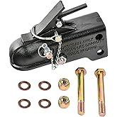 8SC82 Heavy Duty Cast Adjustable Trailer Coupler 2-5/16" Hitch Ball,15000LBS Capacity Channel-Mount Coupler with Hardware Kit Black