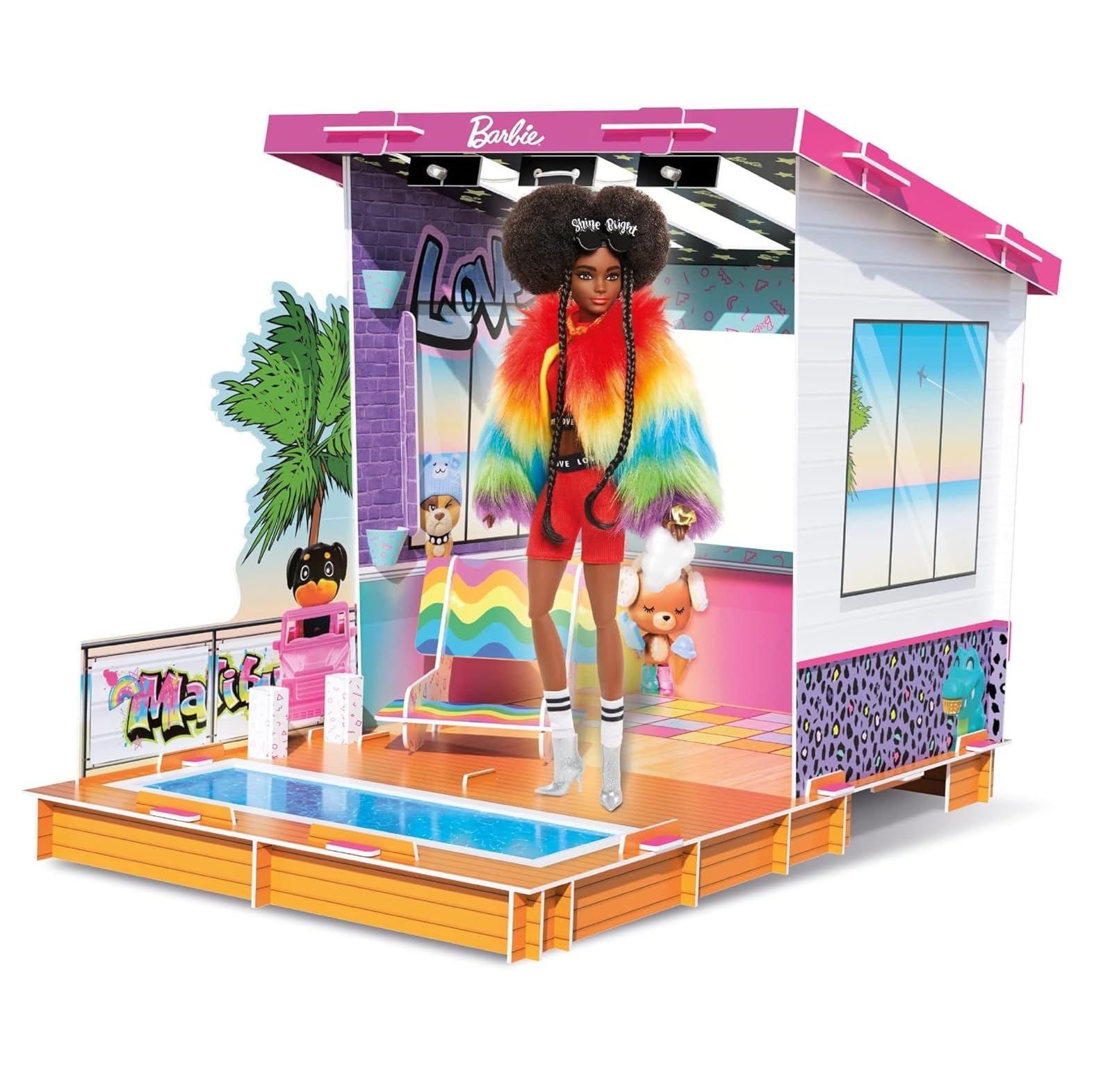 BLADEZ Barbie Pop Up Party House, Make Your Own/Build Your Own Pool Party, Barbie Fashion playset for kids, Customisable store with reusable stickers, Creative Maker Kitz by Bladez Toyz