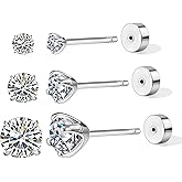 BRAYEG 1-5Pairs Flat Back Earrings Set (2-6mm), Push Pin Cartilage Stud earrings for Women, 14K Gold Filled Cubic Zirconia Stacking Earrings Studs, Hypoallergenic Helix Piercing Jewelry, No Screw for Sleeping
