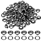 100Sets Metal Black Eyelets 1/4 Inch Grommets