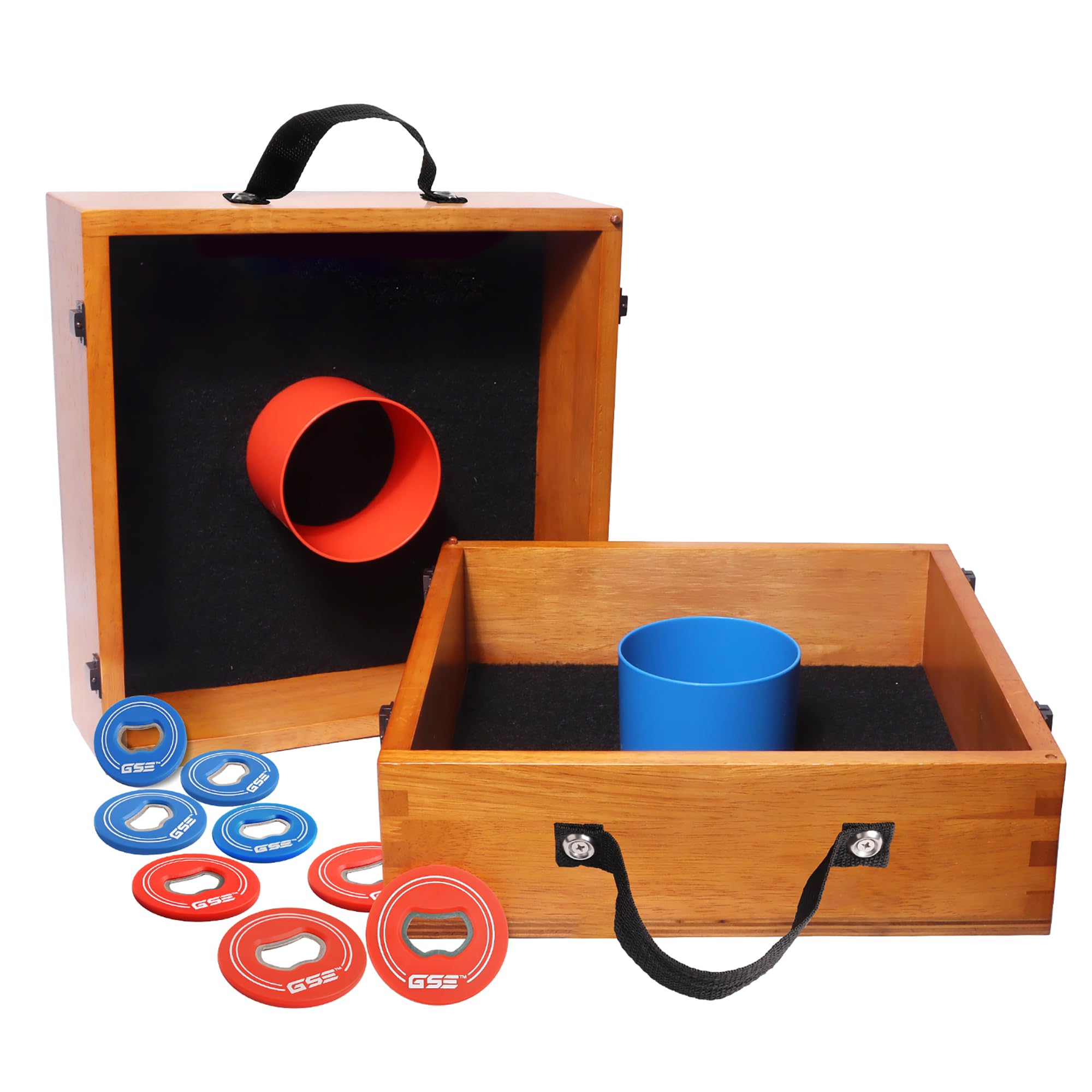 GSE Games & Sports Expert Premium Wood Washer Toss Game Set with 8 Washers with Bottle Opener for Adults and Family. Portable Lawn Game for Beach, Backyard, Pitching, Tailgating, Camping