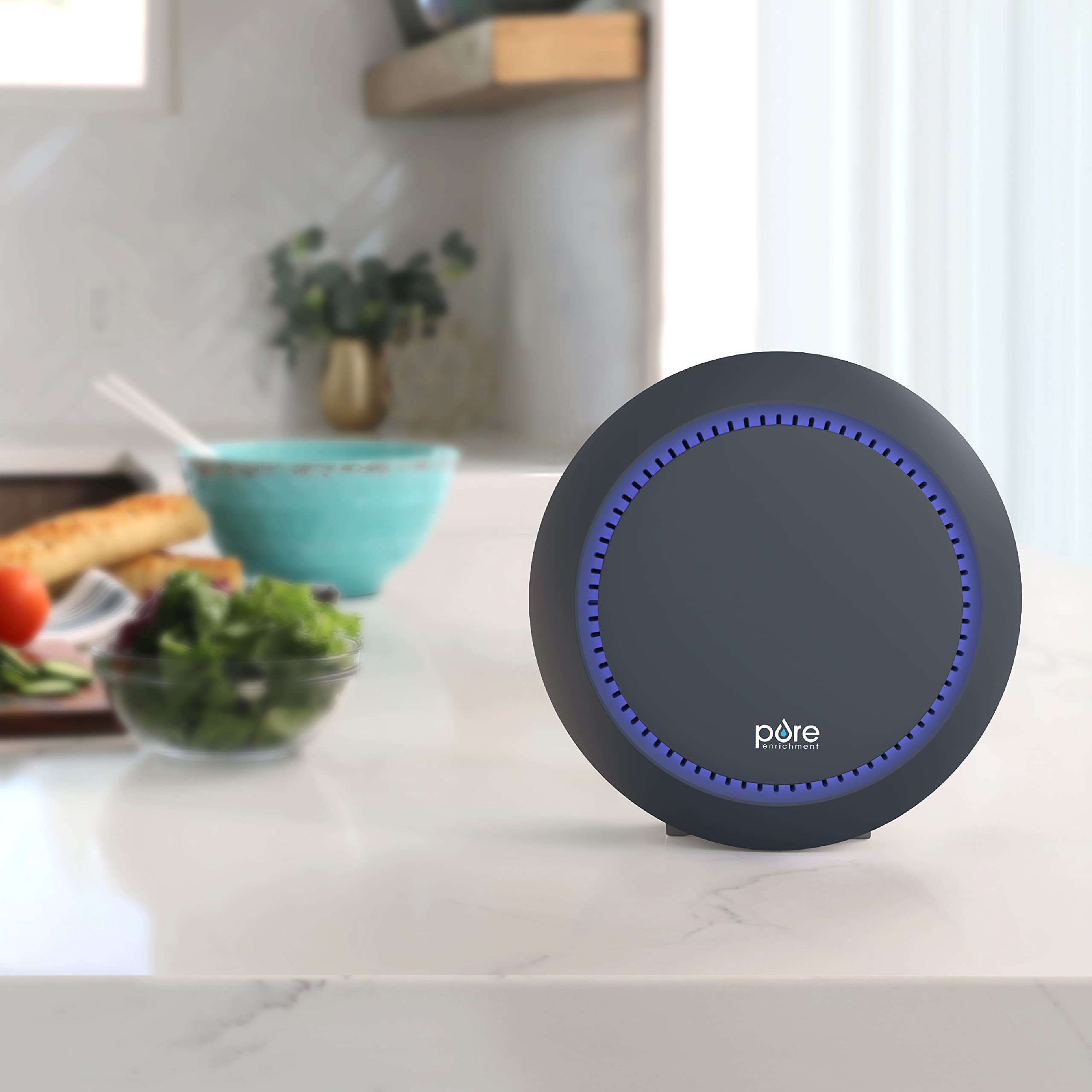 Pure Enrichment PureZone Halo Medium Room Air Purifier, 2 Stage Filtration, Purifies Air of Smoke, Pollen, Dust, and Pet Hair - Easily Fits on Tables, Desks, and Nightstands (Graphite)