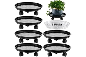KVYUSFLOURISH 6 Packs 15' Extra-large Plant Caddy Saucers on Wheels Rolling Stands Heavy-duty Dolly Plastic Planter Roller Base Pot Movers Outdoor Tray Coasters, Clear x 6
