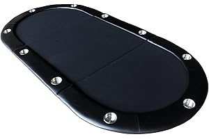 INO Design 10 Players Tri-Fold Black Casino Game Texas Holdem Blackjack Folding Poker Table Top Layout Mat