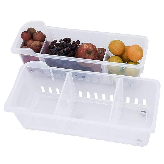 Kurelle Kühlschrank Lagerung Box (2Pack) - Gefrierschrank Speisekammer Stapelbar (40cmx12cmx12cm) - Lebensmittel Aufbewahrung