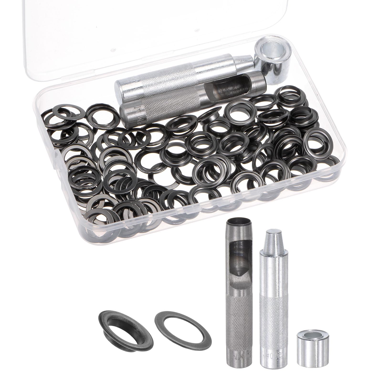 Kozelo 50 Sets Grommet Eyelets - [ 14mm x 22mm ] Metal with Setter Tools for Shoes Clothes Use | Gunmetal