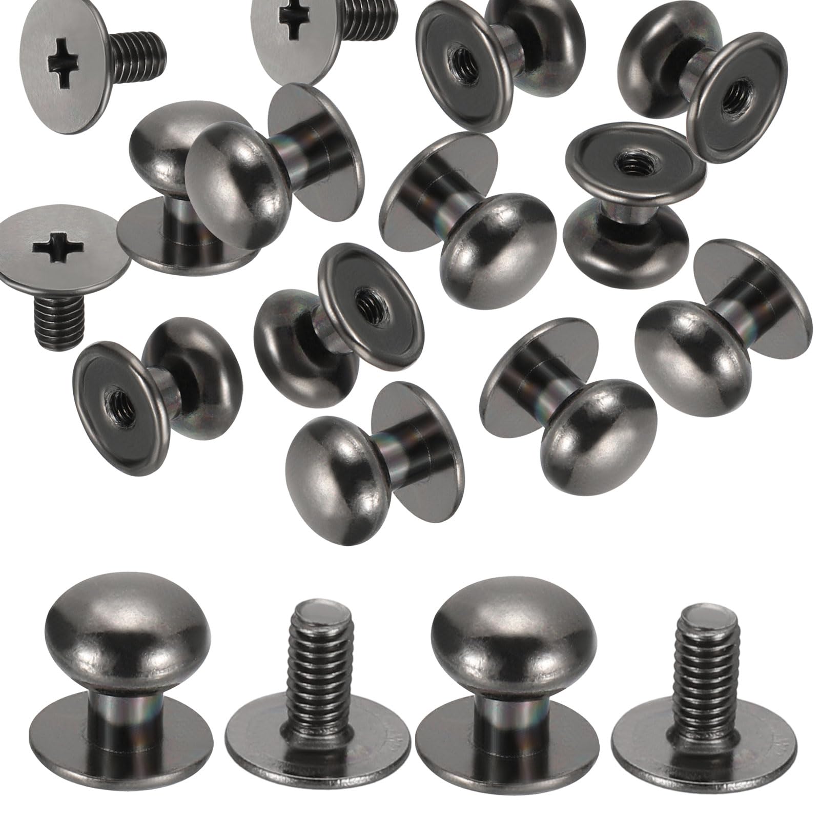 PATIKIL 10x11x11mm Rivets for Leather, 12 Pack Metal Button Spikes Screw Kit, Black