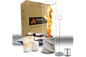 Mavalzy Table Top Firepit, Small Fire Pits for Outside Patio/Indoor Portable Tabletop Fire Pit with Glass, Tabletop Decor Modern Home Decor Clearance Living Dining Room Patio Balcony Backyard Garden