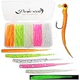 Dovesun Crappie Lures Kit, Fishing Soft Plastic Lures Crappie Walleye Trout Bass Fishing Baits Fishing Grubs -Worms- Minnow-Paddle Tail Swimbaits 50-100Pcs with Tackle Box