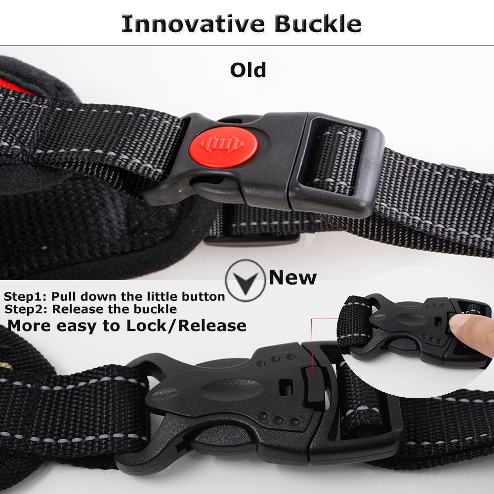 Santune Dog Harness Vest No Pull Adjustable Heavy Duty Oxford Reflective Safety Pet Harnesses with Handle for Small Medium Large Dogs Walking Traveling Training(Black,M)